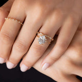Oval Cut Vintage Halo Moissanite Engagement Wedding Ring
