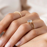 Oval Cut Vintage Halo Moissanite Engagement Wedding Ring