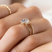 Oval Cut Floral Halo Moissanite Wedding Proposal Ring