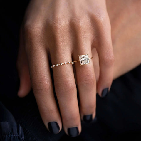 Princess Cut Moissanite Solitaire Engagement Ring