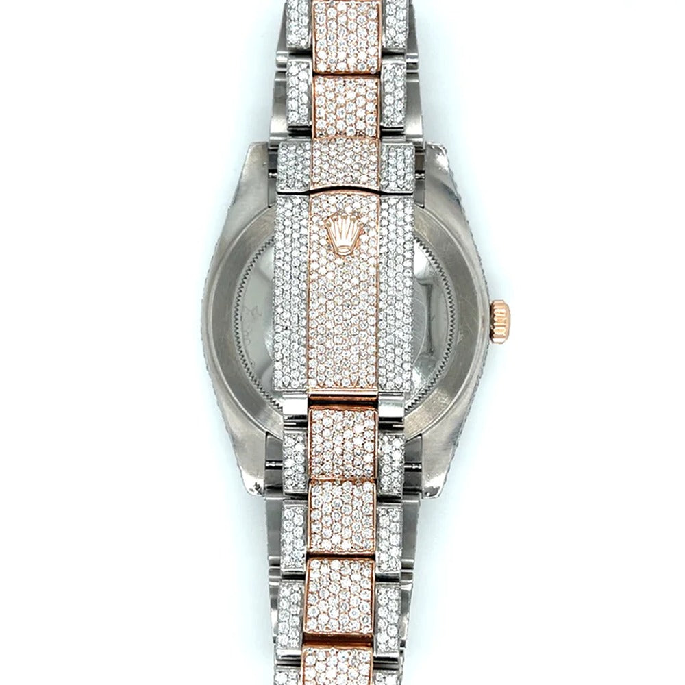 Iced Out Dual Tone Moissanite Luxury Watch For Men's