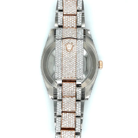 Iced Out Dual Tone Moissanite Luxury Watch For Men's