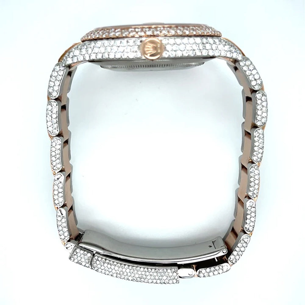 Iced Out Dual Tone Moissanite Luxury Watch For Men's