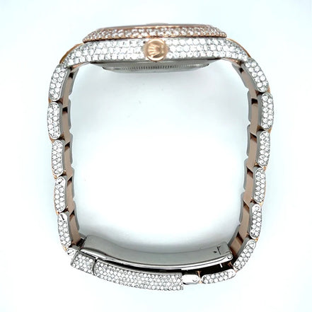 Iced Out Dual Tone Moissanite Luxury Watch For Men's