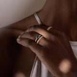 Emerald & Round Moissanite D Color Half Eternity Wedding Band