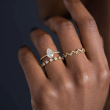 Pear Cut Pave Set Moissanite Engagement Ring