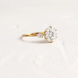 Round Cut Three Stone Moissanite Engagement Wedding Ring