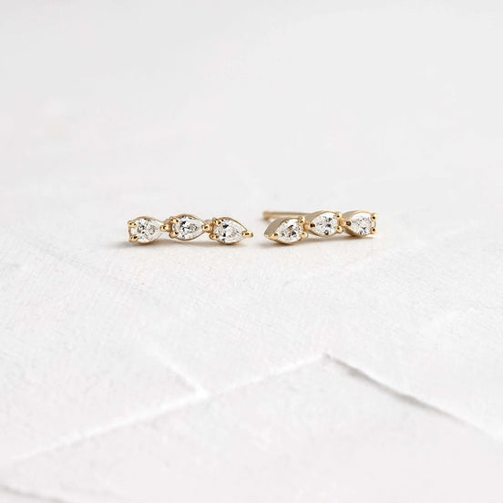 Moissanite Pear Cut Stud Push Back Earring