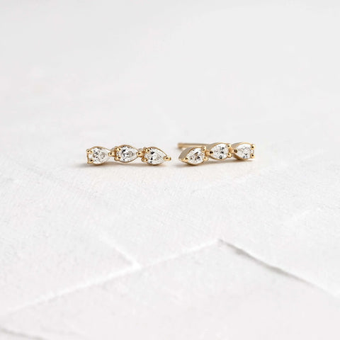 Moissanite Pear Cut Stud Push Back Earring