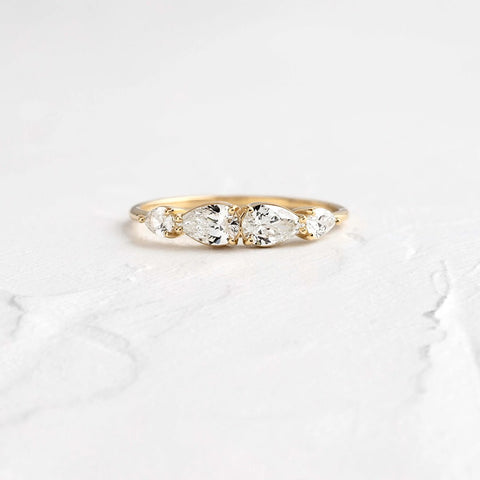 Moissanite Pear Cut Eternity Wedding Band
