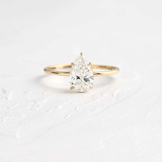 Pear Cut Solitaire Moissanite Engagement Ring