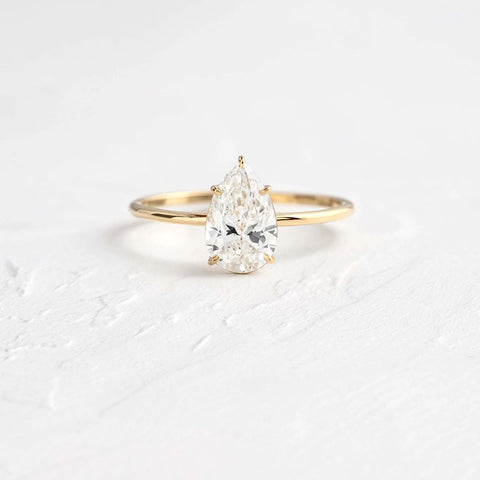 Pear Cut Solitaire Moissanite Engagement Ring