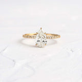 Pear Cut Pave Set Moissanite Engagement Ring