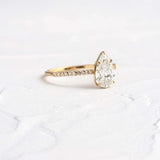 Pear Cut Pave Set Moissanite Engagement Ring