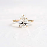 Pear Cut Pave Set Moissanite Engagement Ring