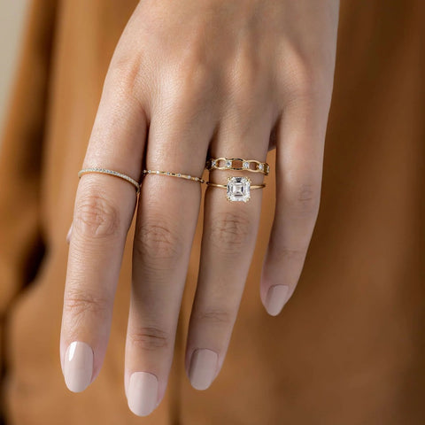 Asscher Cut Solitaire Engagement Ring