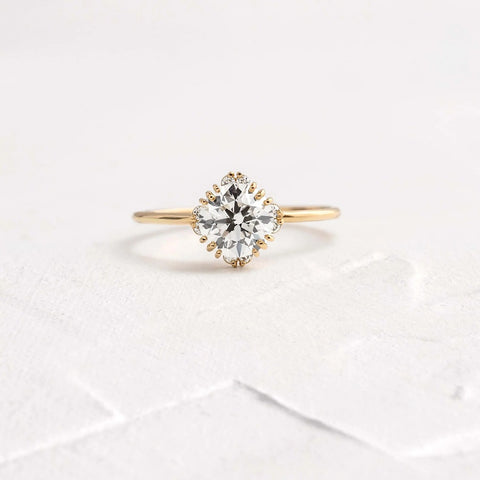 Round Cut Halo Moissanite Engagement Ring