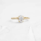 D Color Oval Cut Moissanite Pave set Engagement Ring