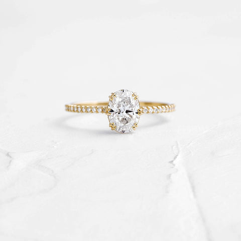 D Color Oval Cut Moissanite Pave set Engagement Ring