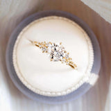 Round Cut Unique Moissanite Engagement Ring