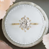 Oval Cut Vintage Halo Moissanite Engagement Wedding Ring