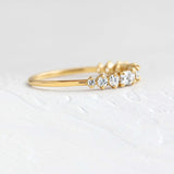 Emerald & Round Moissanite D Color Half Eternity Wedding Band