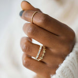 Emerald & Round Moissanite D Color Half Eternity Wedding Band