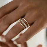 Emerald & Round Moissanite D Color Half Eternity Wedding Band