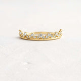 Round Cut Moissanite Crown Half Eternity Wedding Band