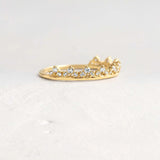 Round Cut Moissanite Crown Half Eternity Wedding Band