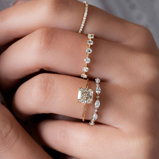 Cushion Cut Moissanite Solitaire Engagement Ring