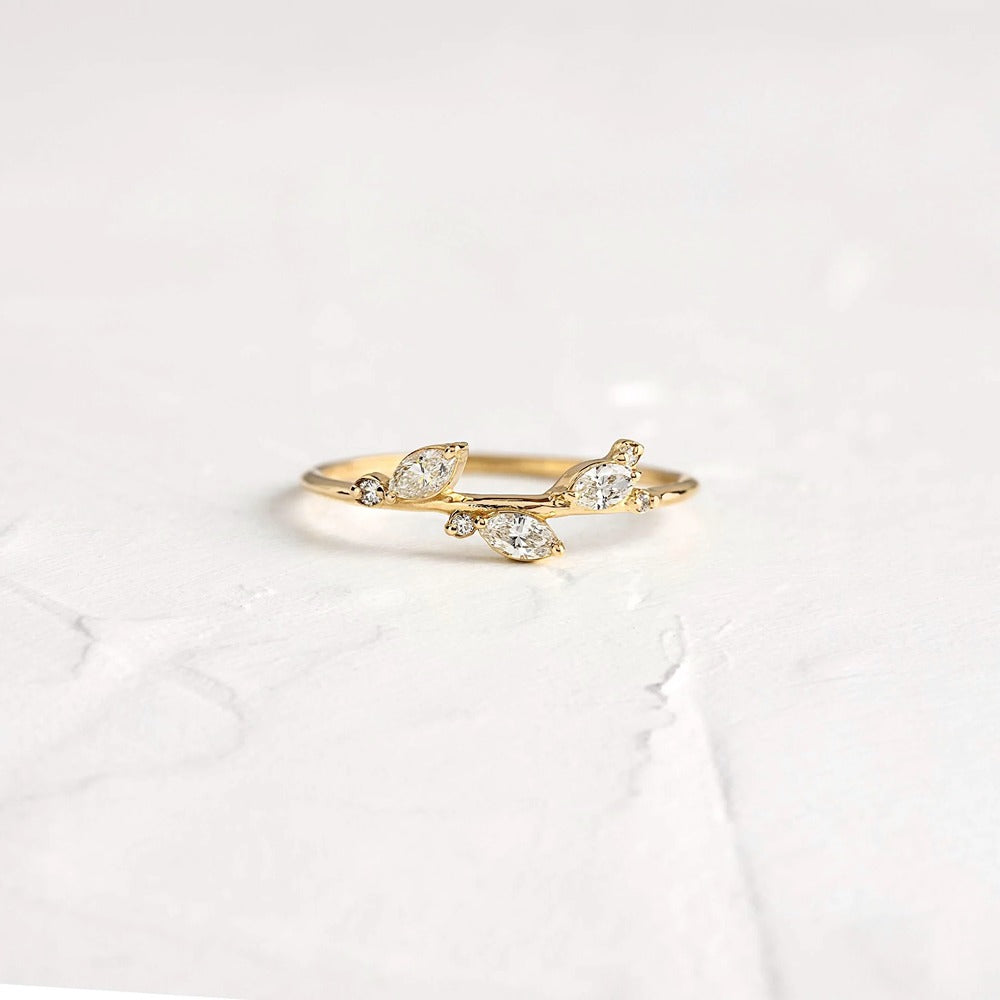 Marquise & Round Cut Moissanite Half Eternity Band