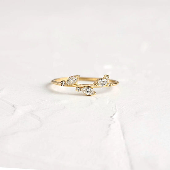 Marquise & Round Cut Moissanite Half Eternity Band