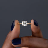 Cushion Cut Moissanite Solitaire Engagement Ring
