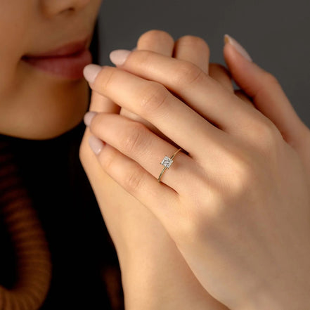 Princess Cut Moissanite Solitaire Engagement Ring