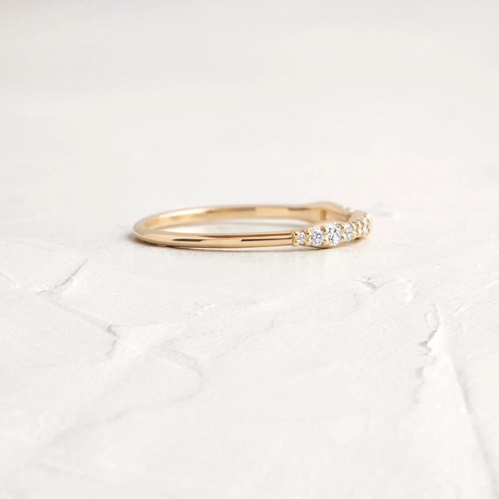 Round Cut Moissanite Half Eternity Unique Band