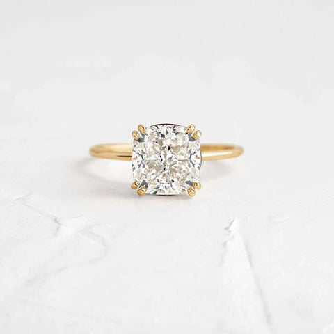 Cushion Cut Solitaire Moissanite Engagement Ring