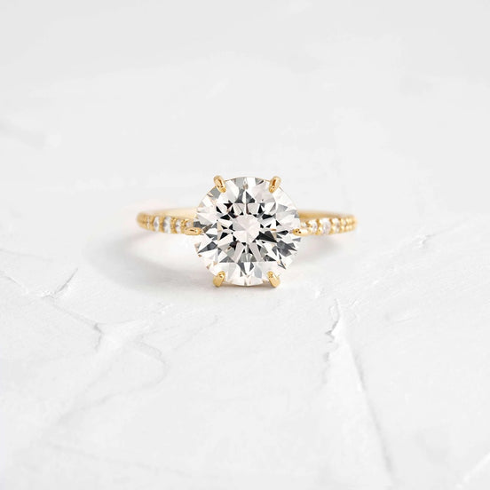 Round Cut Pave Set Moissanite Engagement Ring