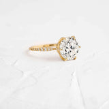 Round Cut Pave Set Moissanite Engagement Ring