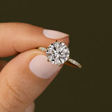 Round Cut Pave Set Moissanite Engagement Ring
