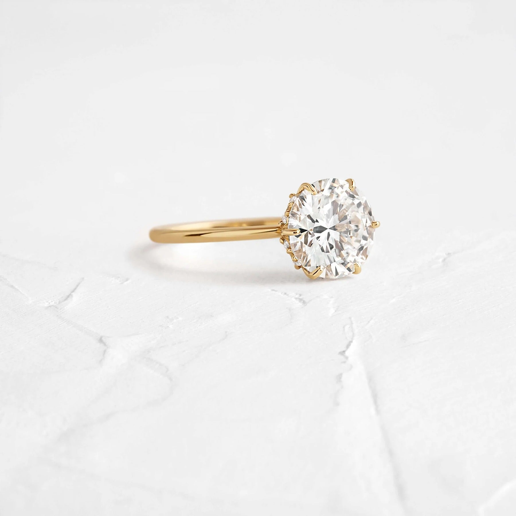Round Cut Hidden Halo Moissanite Engagement Ring