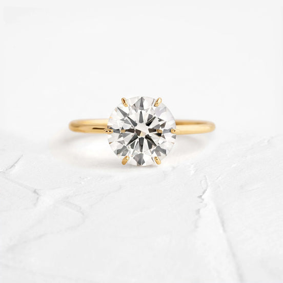 Round Cut Hidden Halo Moissanite Engagement Ring