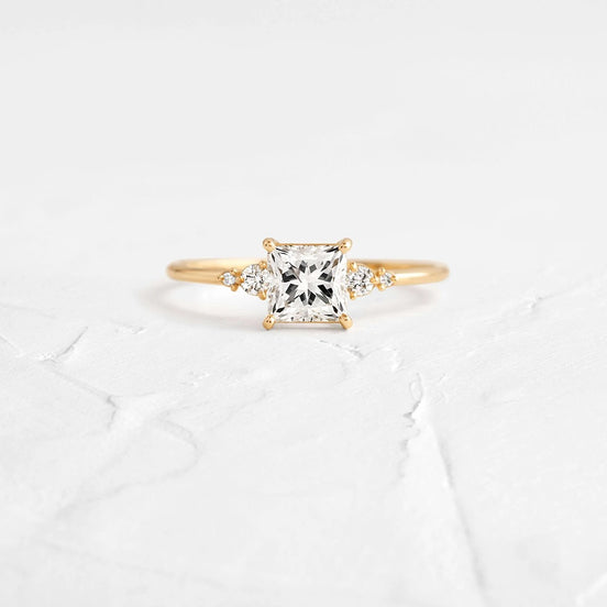 Moissanite VVS1 Princess Cut Five Stone Engagement Ring