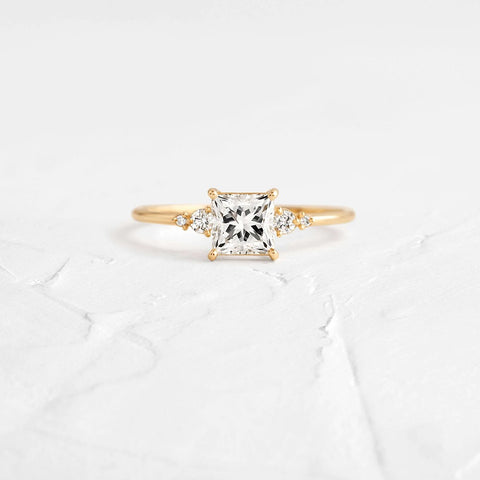 Moissanite VVS1 Princess Cut Five Stone Engagement Ring