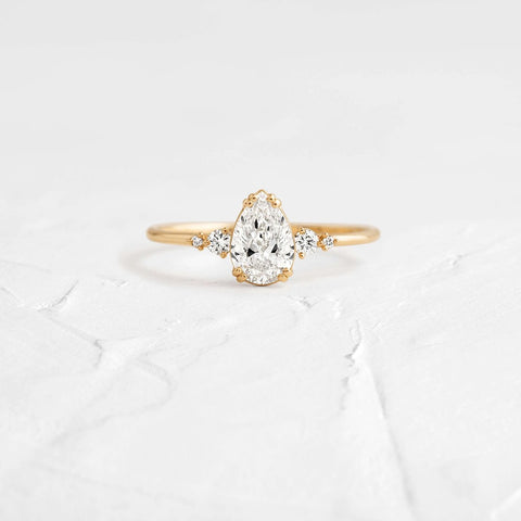 Moissanite Pear Cut Multi Stone Engagement Ring
