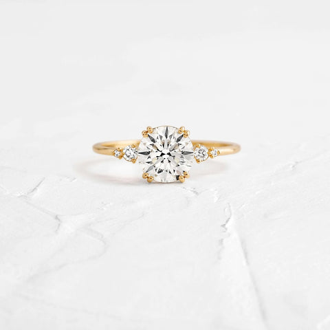 Five Stone Round Cut Moissanite Engagement Ring