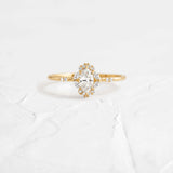 Moissanite Marquise Cut Floral Halo Engagement Ring