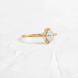 Moissanite Marquise Cut Floral Halo Engagement Ring