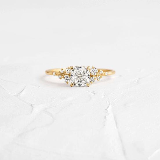 Cushion Cut Vintage Colorless Moissanite Wedding Ring