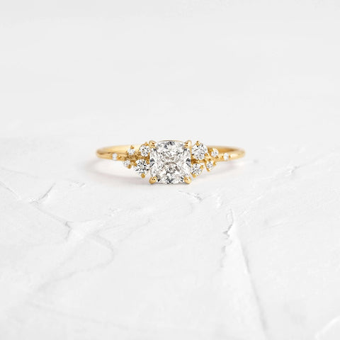 Cushion Cut Vintage Colorless Moissanite Wedding Ring